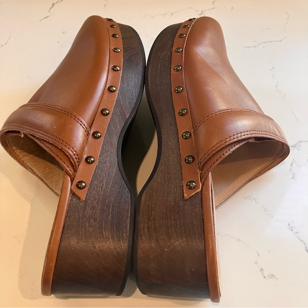 Madewell The Cecily Clog Leather Clogs Sz 6.5 Wood Bottom Studs Boho Comfort - Picture 7 of 13